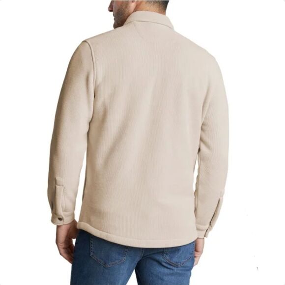 Copper & Oak Men's L Heavyweight Ribbed Shirt Jacket Shacket Stretch Beige NWT - Picture 4 of 5